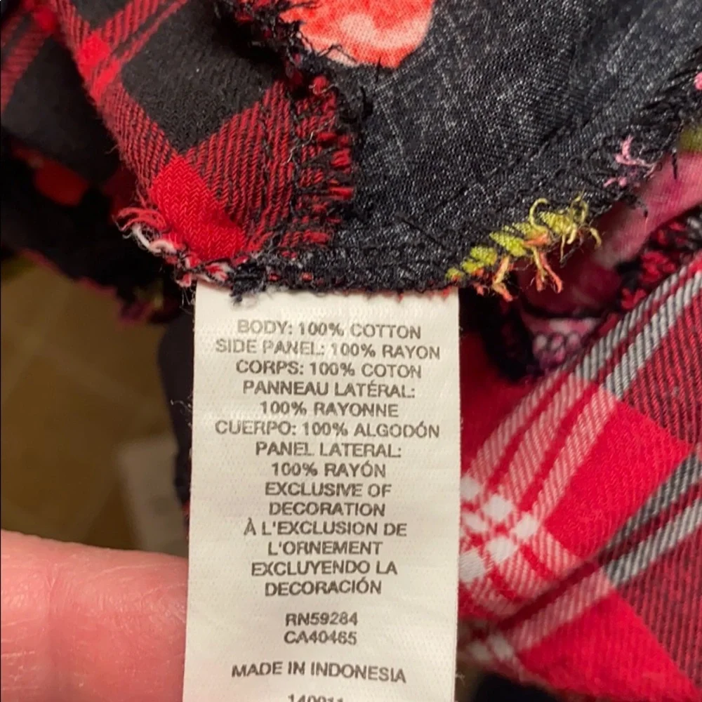 The Children’s Place Red Floral Print Plaid Cotton Skirt Patchwork Combo 7/8